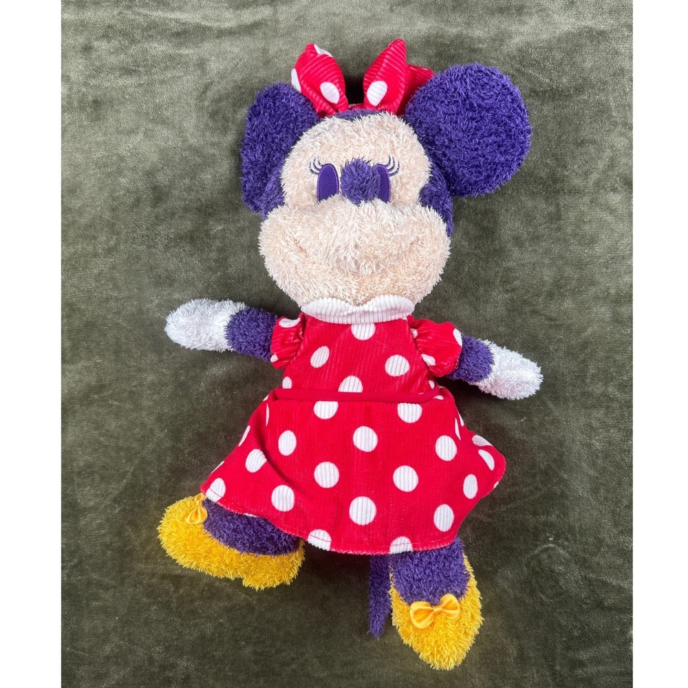 Disney Store Minnie Mouse Purple Sherpa Plush Red Polka Dot Corduroy Dress 19"